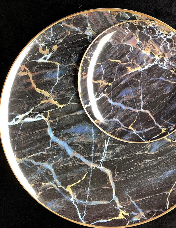 SOTTOPIATTO E PIATTINO PANE BLACK MARBLE