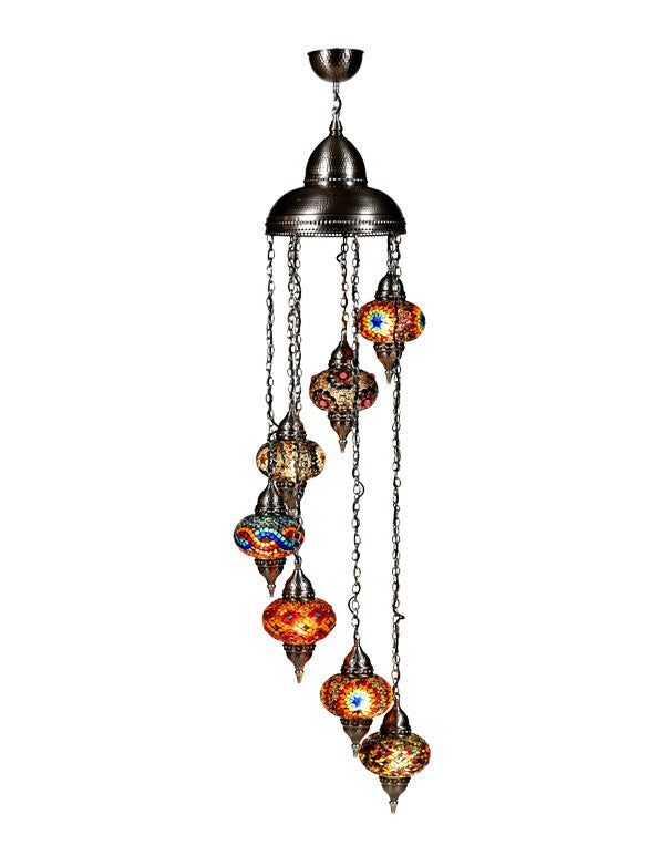 LAMPADARIO TURCO A 7 LUCI MOSAICO