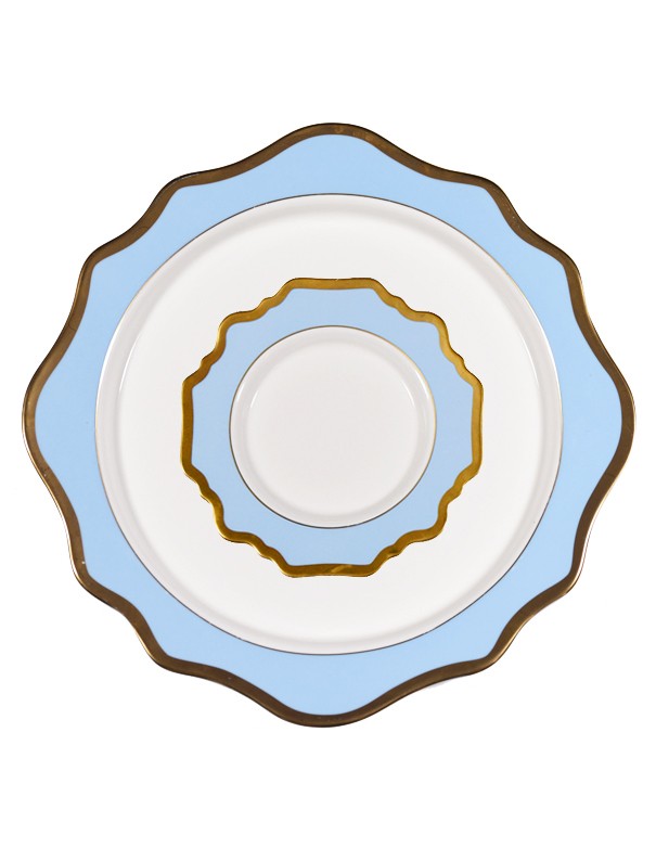 SOTTOPIATTO E PIATTINO PANE LINEA FLOREAL AZZURRO