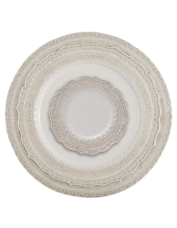 SOTTOPIATTO E PIATTINO PANE ELEGANCE BIANCO CREMA