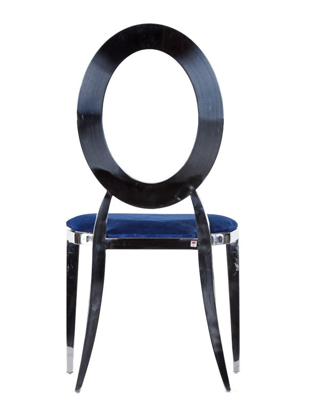 SEDIA OLIMPIA ARGENTO CON SEDUTA IN VELLUTO BLU
