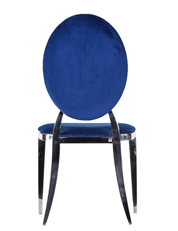SEDIA OLIMPIA ARGENTO CON SEDUTA IN VELLUTO BLU