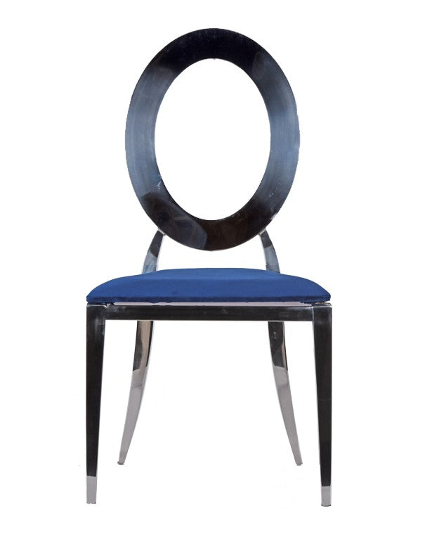 SEDIA OLIMPIA ARGENTO CON SEDUTA IN VELLUTO BLU