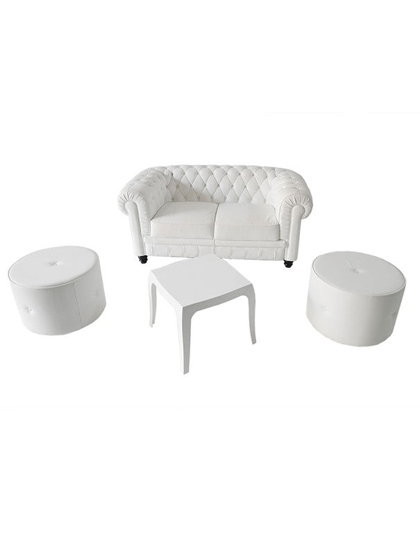 POUF PELLE TONDO BIANCO