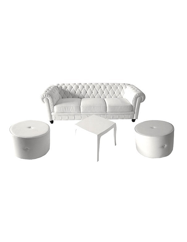 POUF PELLE TONDO BIANCO