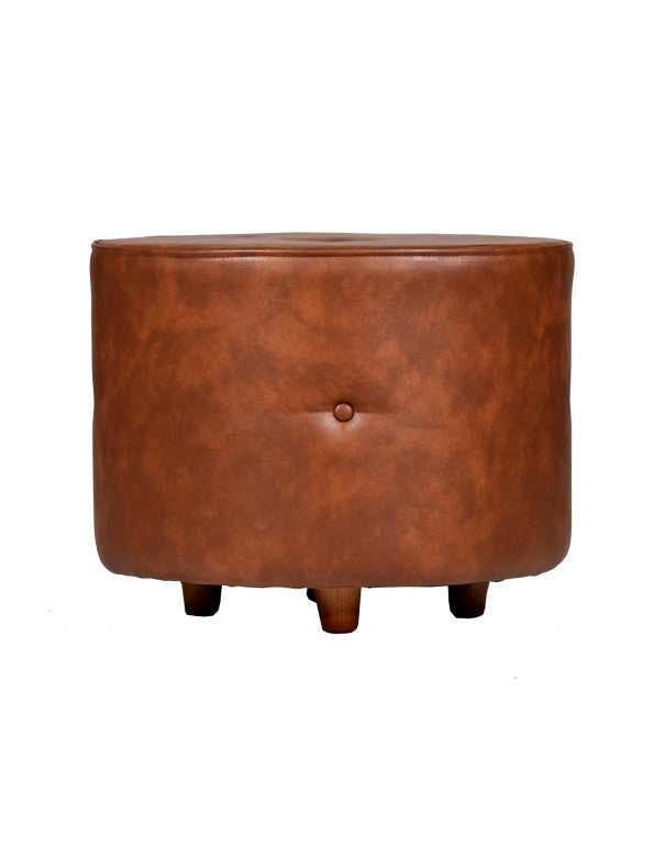 POUF PELLE TONDO MARRONE