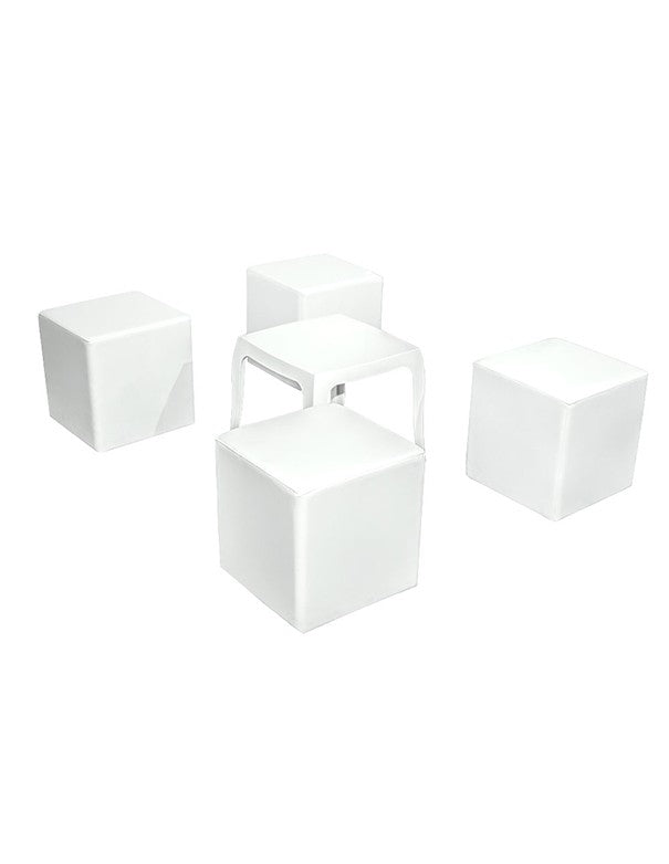 POUF IN TESSUTO QUADRATO BIANCO