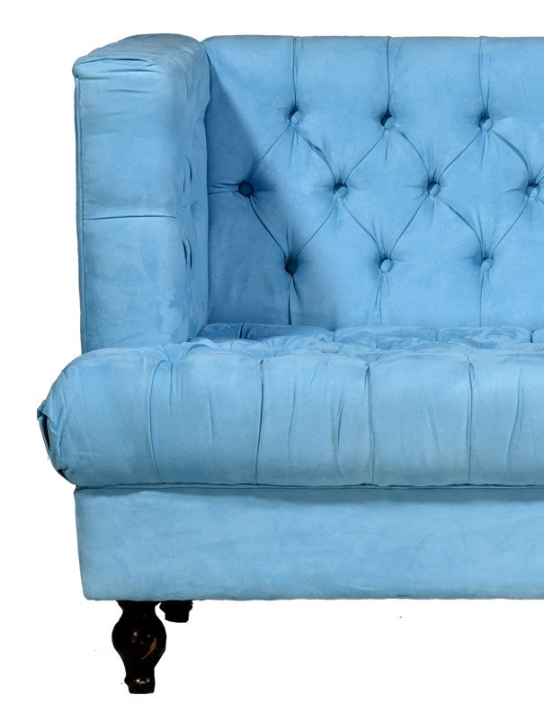 DIVANO VELLUTO TOPAZIO AZZURRO