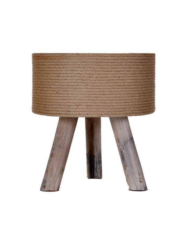 POUF NATURA CON BORDO IN CORDA