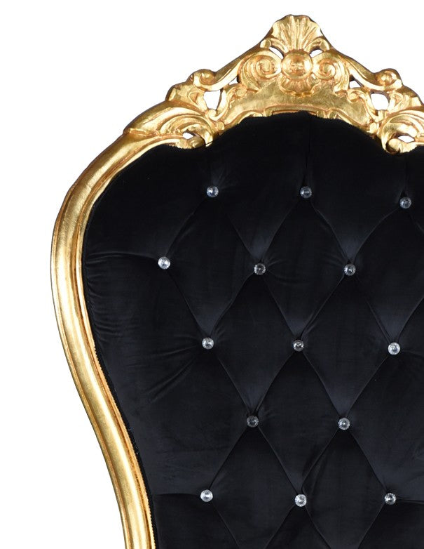 TRONO LUIGI XVI ORO E VELLUTO NERO