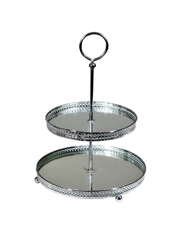 ALZATINA 2 LIVELLI CON PIANI SPECCHIO ARGENTO