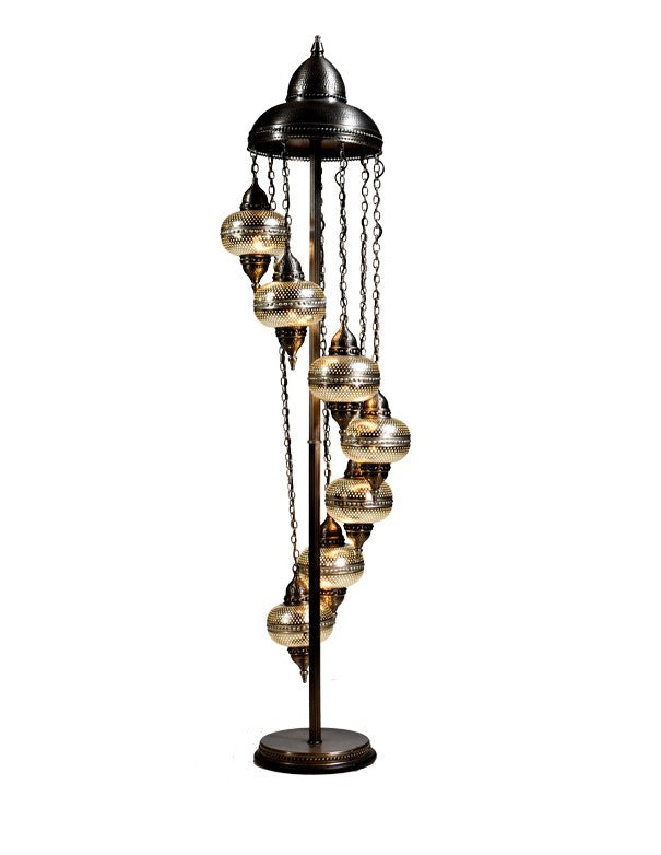 LAMPADA TURCA CON PIEDISTALLO A 7 LUCI CON CAPPELLO