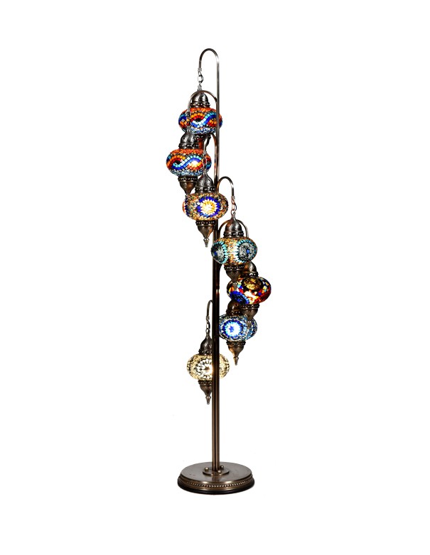 LAMPADA TURCA CON PIEDISTALLO SENZA CAPPELLO A 7 LUCI MOSAICO