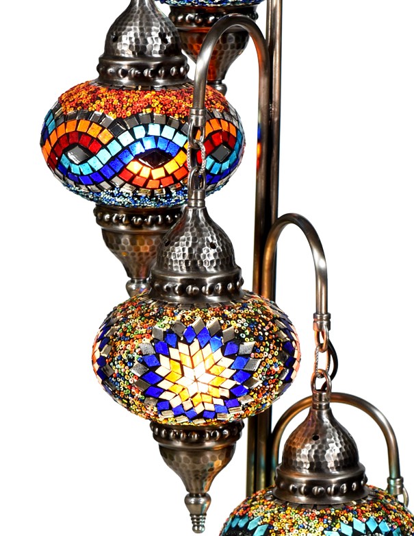 LAMPADA TURCA CON PIEDISTALLO SENZA CAPPELLO A 7 LUCI MOSAICO