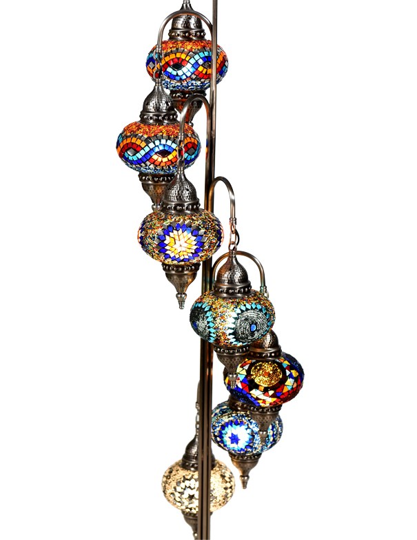 LAMPADA TURCA CON PIEDISTALLO SENZA CAPPELLO A 7 LUCI MOSAICO