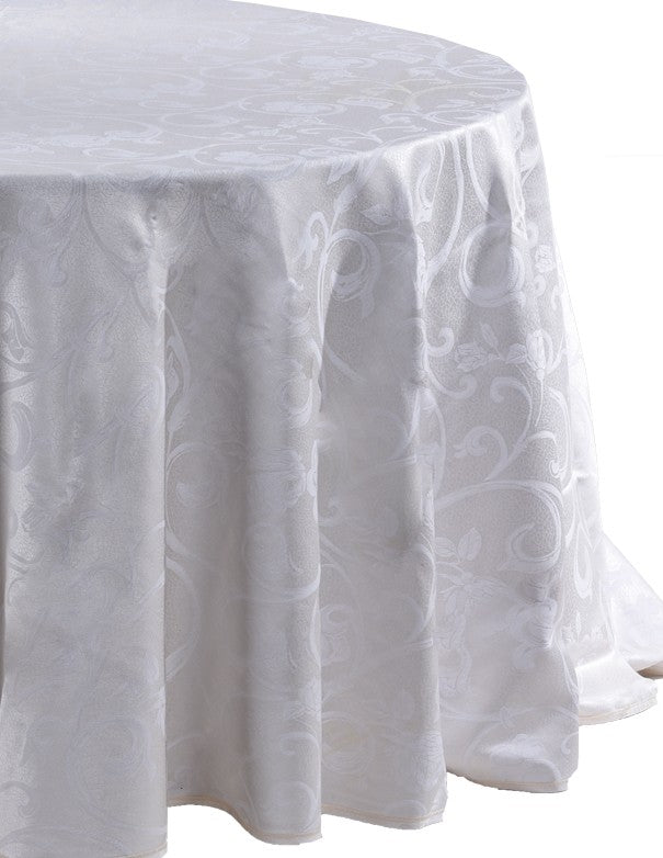 TOVAGLIA TONDA COTONE PANNA MOSAICO DAMASCATA