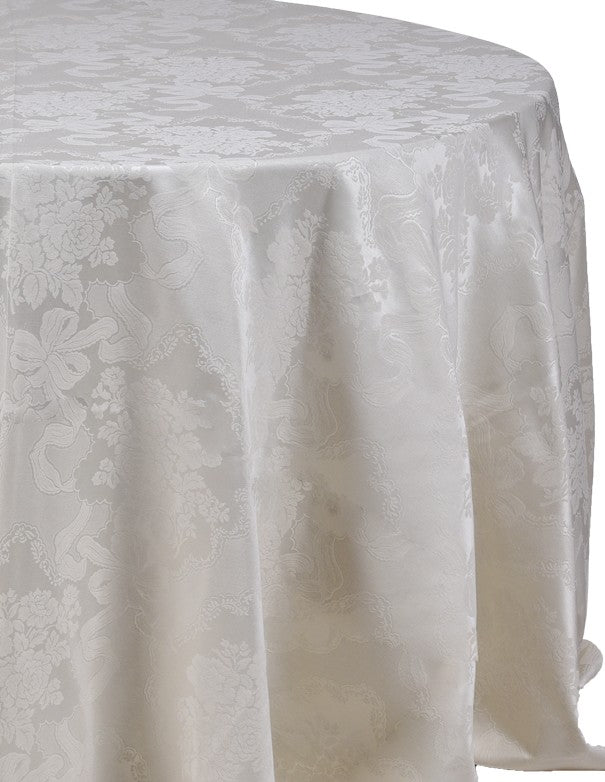TOVAGLIA TONDA COTONE AVORIO DAMASCATO SCURO