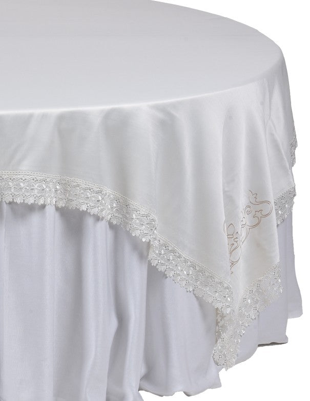 COPRIMACCHIA RASO IMPERO PANNA CON BORDO MACRAME'