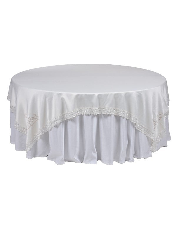 COPRIMACCHIA RASO IMPERO PANNA CON BORDO MACRAME'