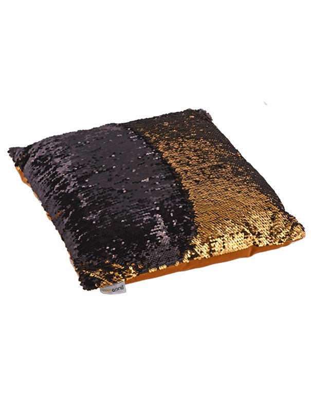 CUSCINO PAILLETTES BICOLOR ORO E NERO