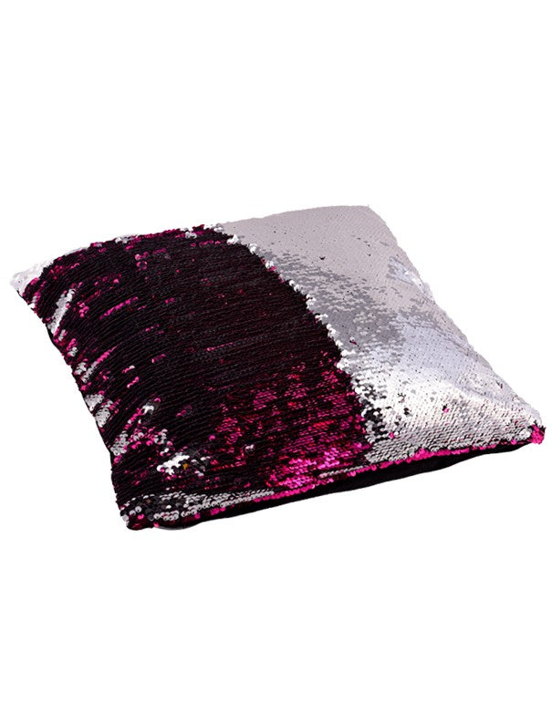 CUSCINO PAILLETTES BICOLOR ARGENTO E FUCSIA