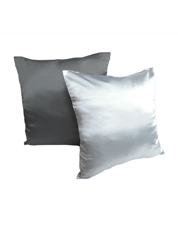 CUSCINO IN RASO BICOLORE ARGENTO-GRIGIO SCURO