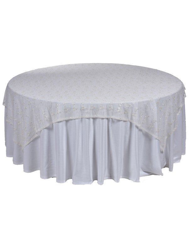 TOVAGLIA IMPERIALE ORGANZA FIORI BEIGE MERLETTATO