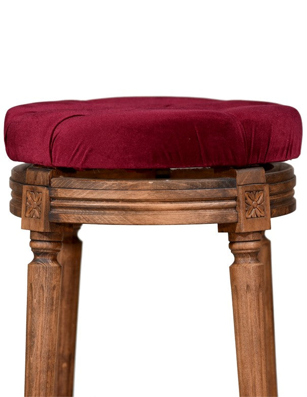 CUSCINO IN VELLUTO BORDEAUX PER SGABELLO ORO LUIGI XVI
