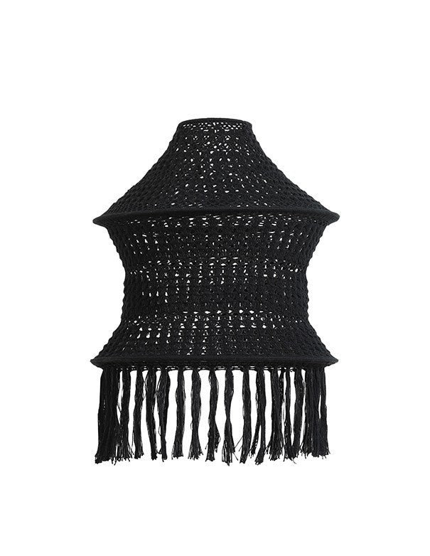 LAMPADARIO CORDA NERO CON FRANGE