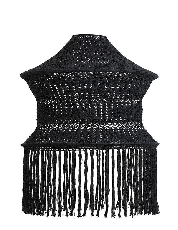 LAMPADARIO CORDA NERO CON FRANGE