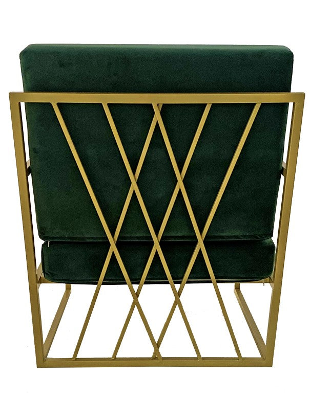 POLTRONA HERNEST CON CUSCINO IN VELLUTO VERDE INGLESE