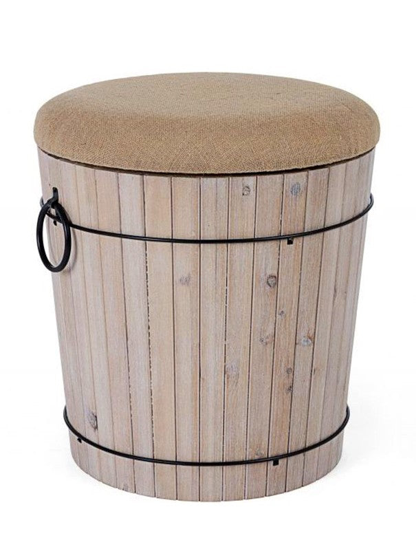 POUF CONTENITORE BOTTE GRANDE LEGNO NATURALE