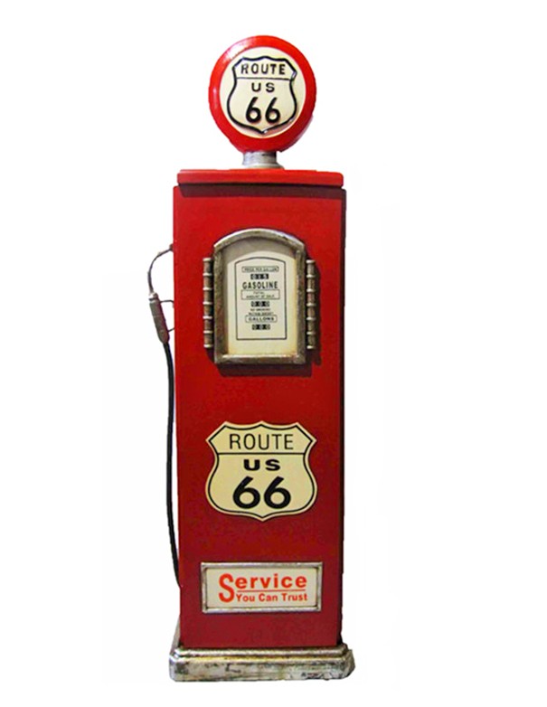 DISTRIBUTORE DI BENZINA ROSSO VINTAGE ROUTE 66 CON SPORTELLO