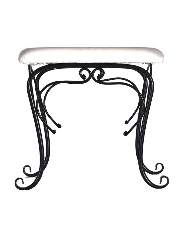 COPERTURA CUSCINO IN VELLUTO BIANCO PER POUF IN FERRO BATTUTO NERO