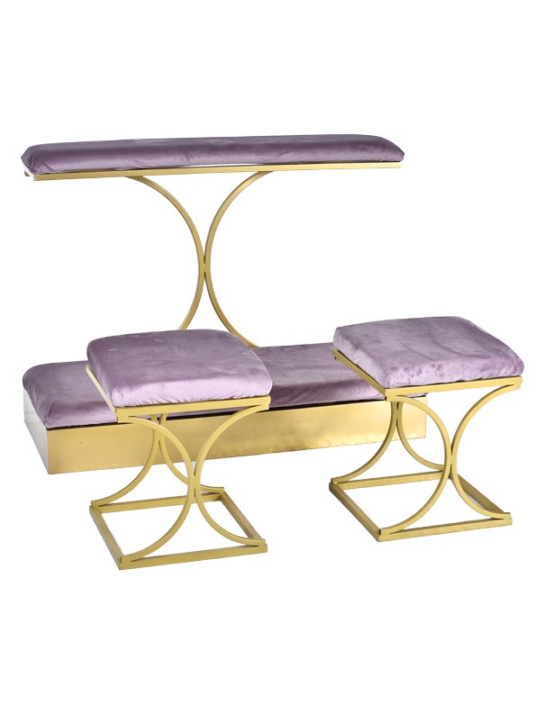 INGINOCCHIATOIO ORO CON CUSCINO IN VELLUTO ROSA