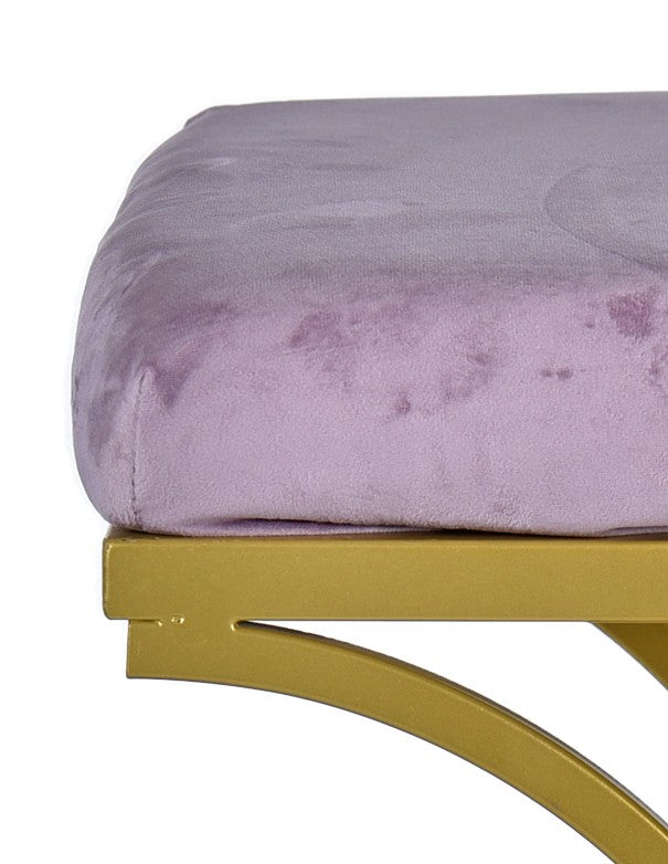 POUF ORO CON SEDUTA IN VELLUTO ROSA