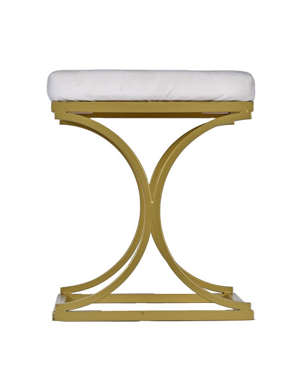 POUF ORO CON SEDUTA IN VELLUTO BIANCO