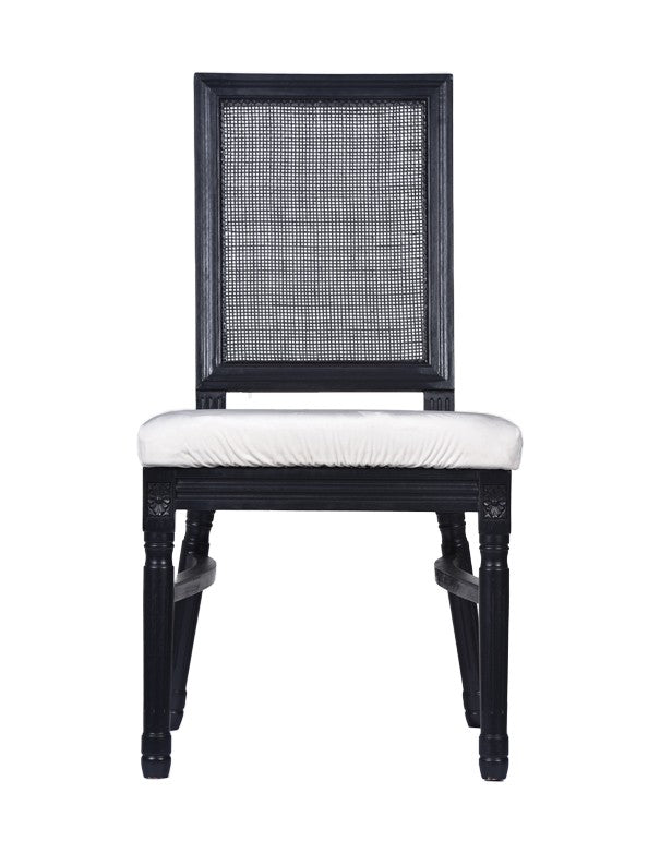 SEDIA CLASSIC NERA CON CUSCINO IN VELLUTO PANNA