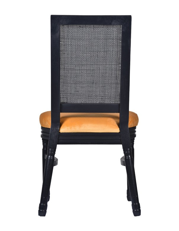 SEDIA CLASSIC NERA CON CUSCINO IN VELLUTO SENAPE