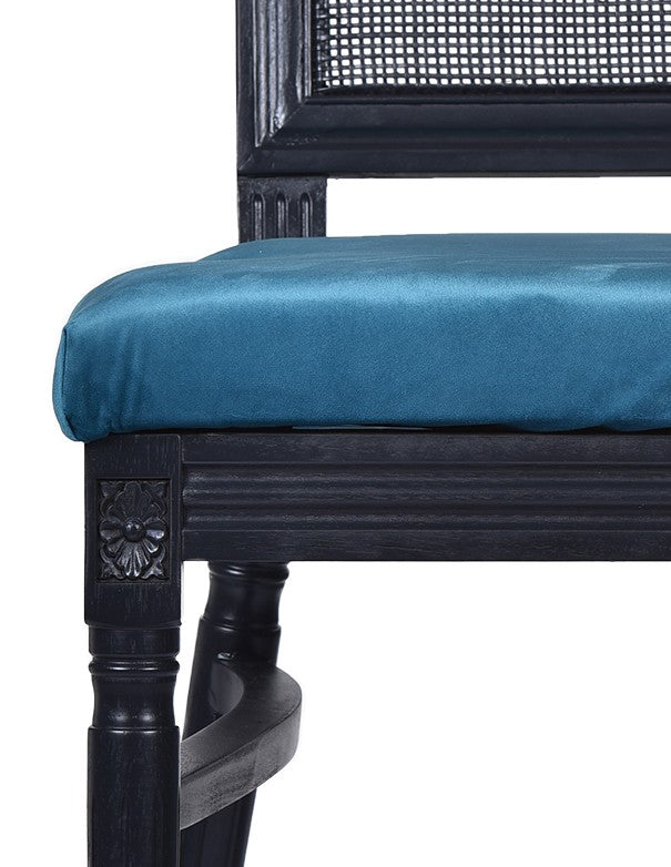 SEDIA CLASSIC NERA CON CUSCINO IN VELLUTO VERDE PETROLIO