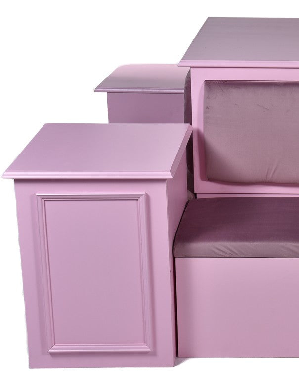 DIVANO ISOLA ROSA CON COPERTURA IN VELLUTO ROSA CIPRIA