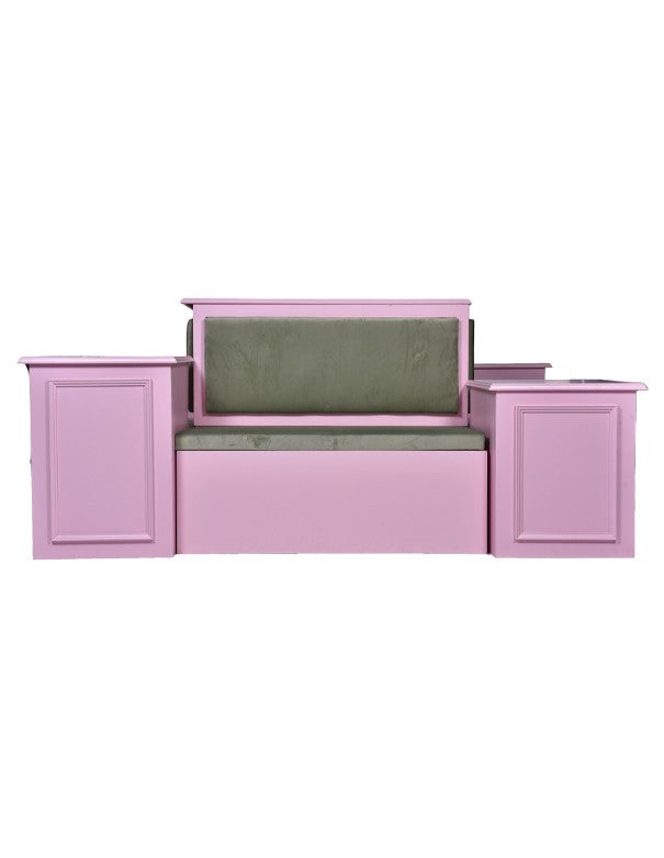 DIVANO ISOLA ROSA CON COPERTURA IN VELLUTO VERDE LADUREE