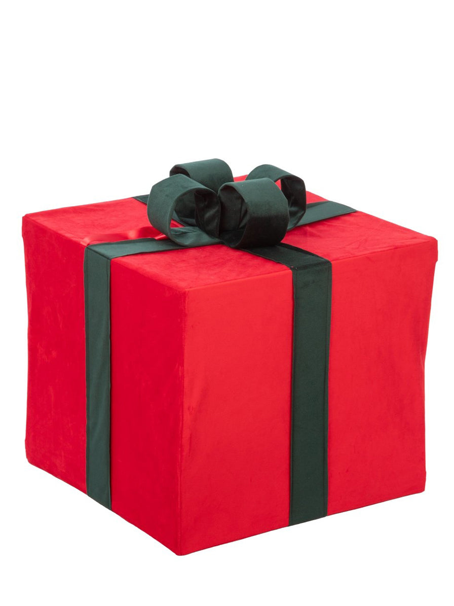 PACCO REGALO VELLUTO ROSSO FIOCCO NERO