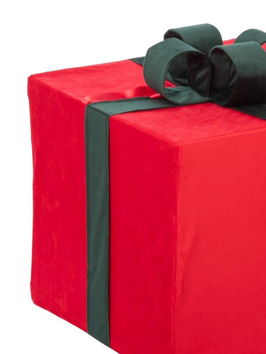PACCO REGALO VELLUTO ROSSO FIOCCO NERO
