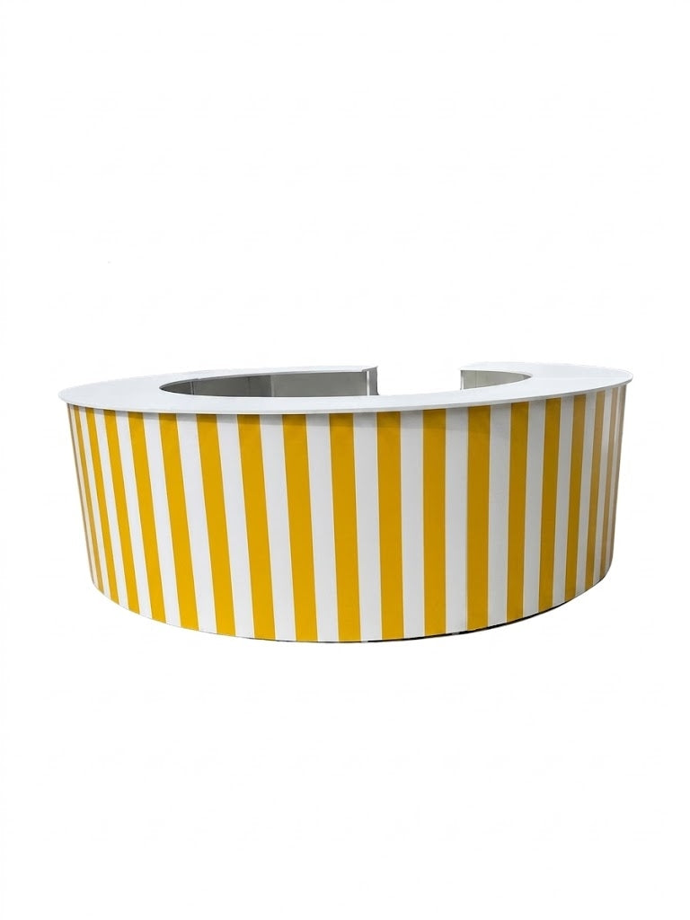 BANCONE BAR CURVO STRISCE BIANCHE E GIALLE
