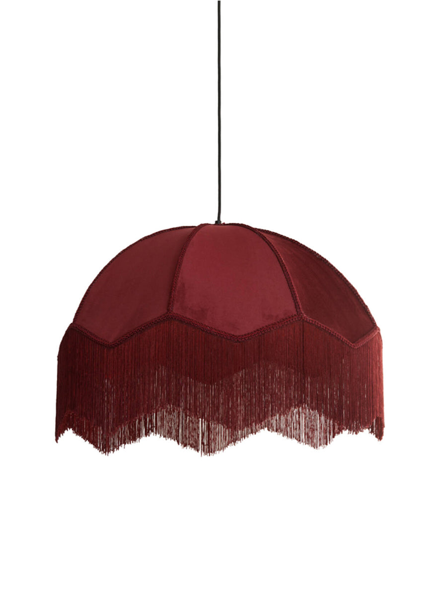 LAMPADARIO VELLUTO BORDEAUX CON FRANGE