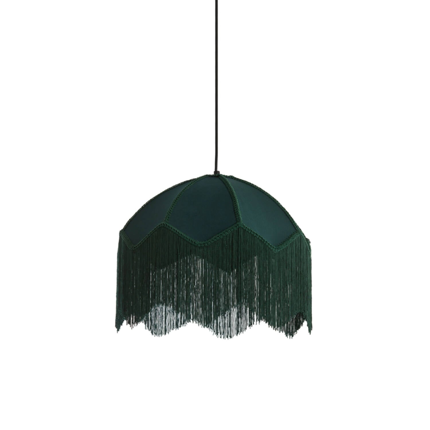 LAMPADARIO VELLUTO VERDE CON FRANGE