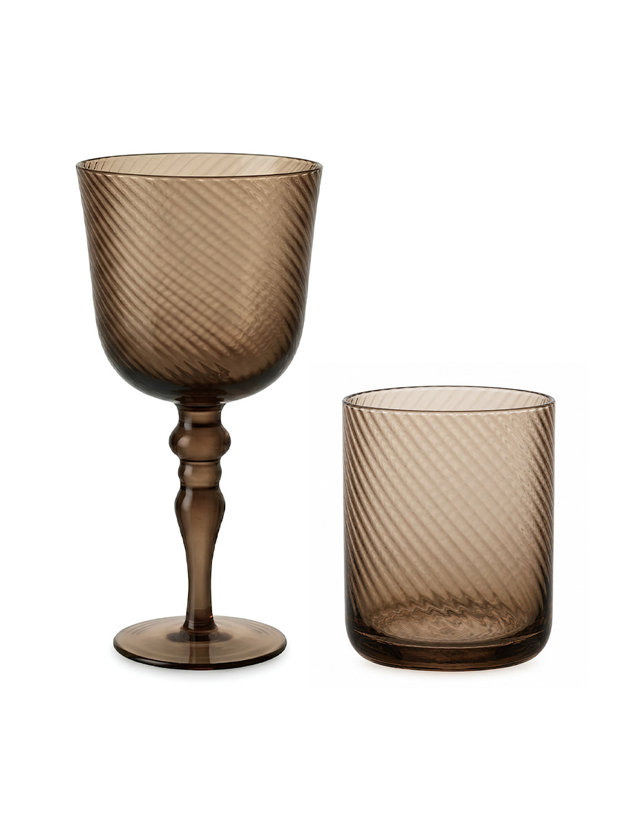 BICCHIERI LINEA SUNSET BROWN RIGATO