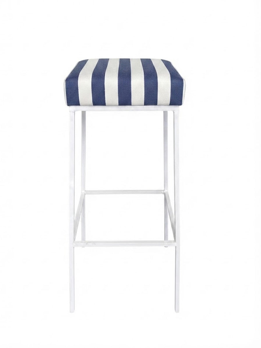 CUSCINO IN COTONE A RIGHE BIANCHE E BLU PER SGABELLO GEA