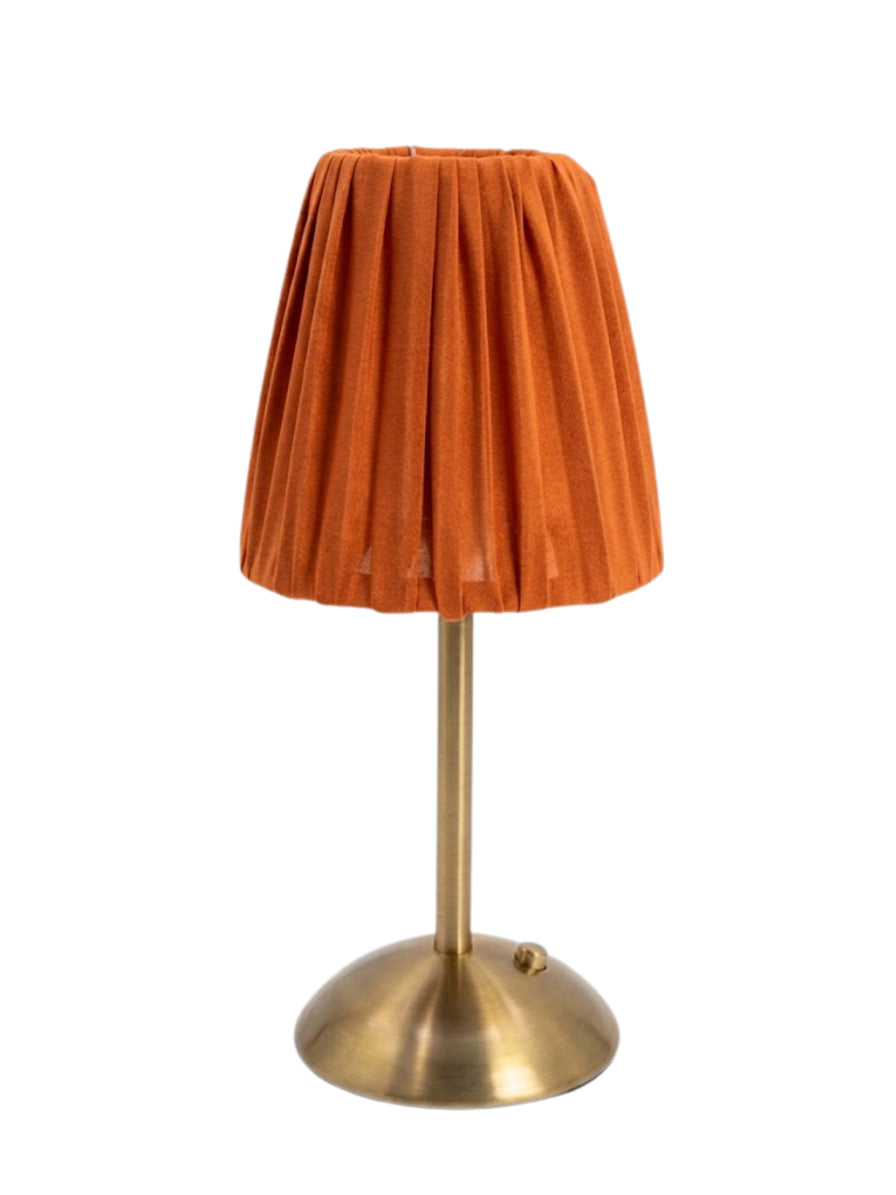 COPERTURA DOPPIO GEORGETTE ARANCIONE LAMPADA DA TAVOLO VETRO ORO